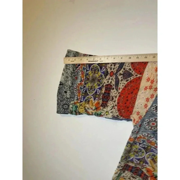 Anthropology Saachi Floral Print Long Open Front Ruana Orange Multicolor - Picture 10 of 10